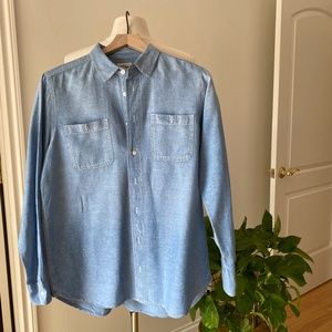 J. Crew Blue Long Sleeve Chambray Top